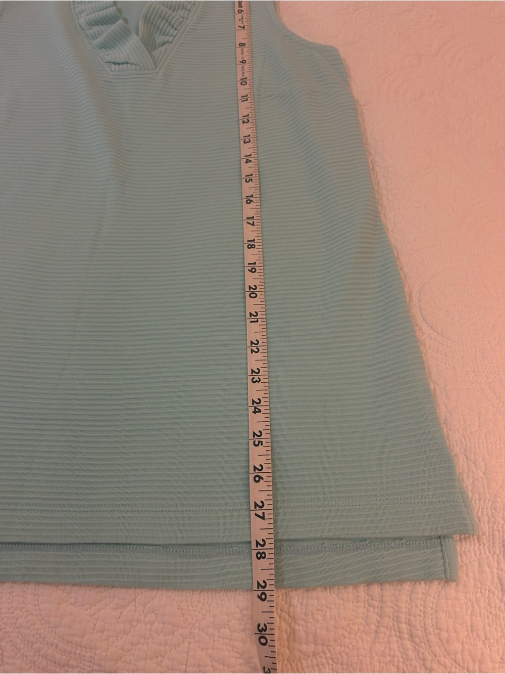 Crown and Ivy  Sleeveless Ruffle V-Neck Top - Light Blue/Turquoise. - Picture 2 of 7